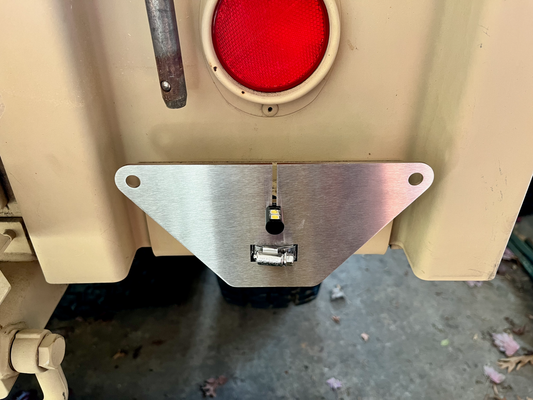 RL M1101 License Bracket - Installed with optional LED light and without license plate 